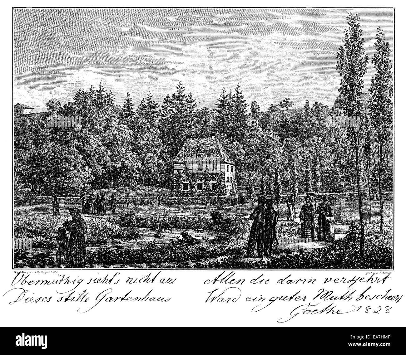 Sommerhaus von Johann Wolfgang von Goethe in Weimar, Das Gartenhaus von Johann Wolfgang von Goethe (1749-1832) in Weimar Stockfoto