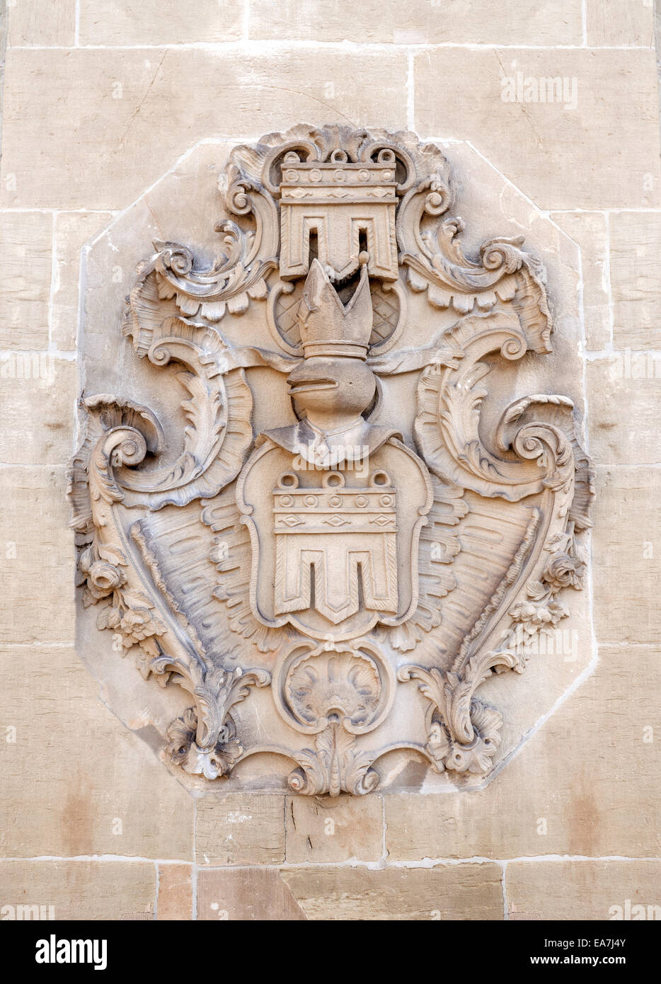Wappen am Rathaus in Herrenberg Stockfoto