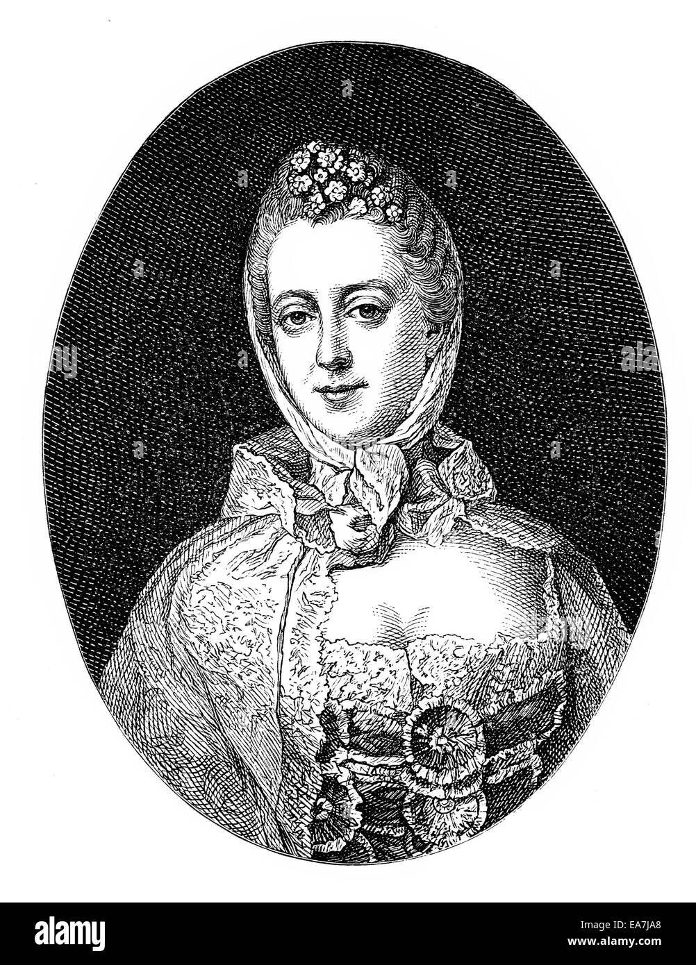 Gräfin Theresia Franziska von Hohenheim, 1748-1811, Geliebte, Gattin des Herzogs Carl Eugen von Württemberg und Herzogin von Wuertte Stockfoto