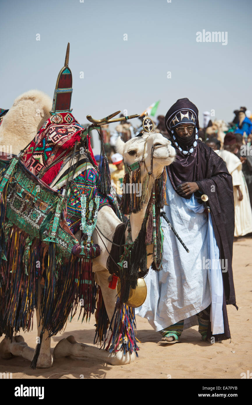 Touareg Nomaden in Camel Dressur-Wettbewerb - die Cure Salée Festival, Niger Stockfoto