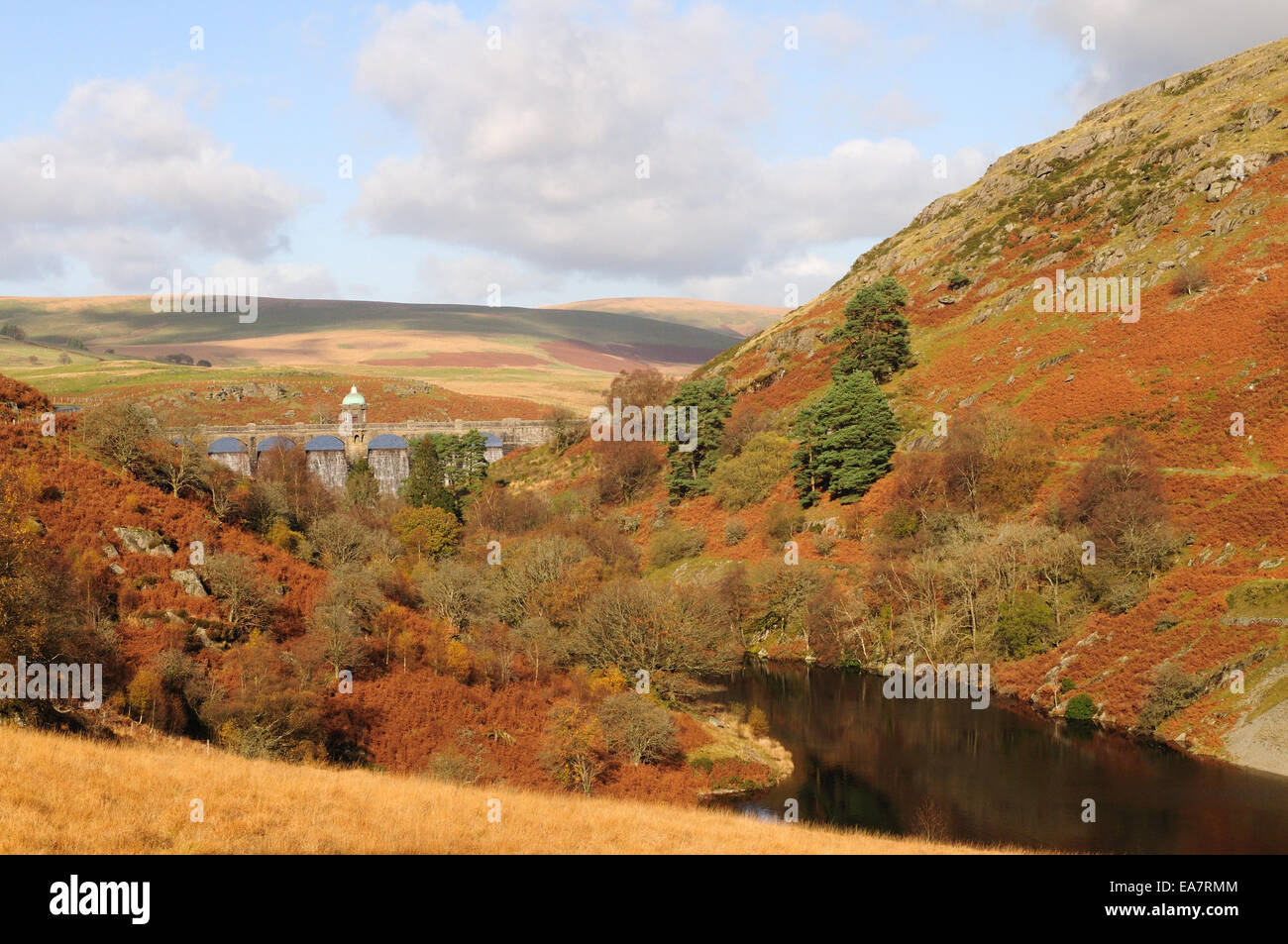 Craig Goch Damm im Herbst Elan Tal Rhayader Powys Wales Cymru UK GB Stockfoto