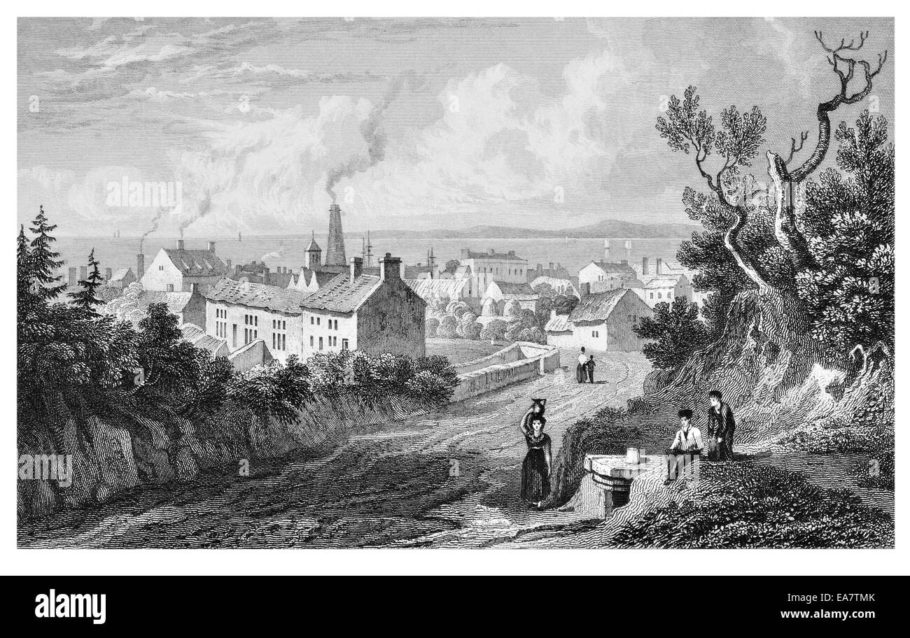 Flint Y Fflint Flintshire, Wales an der Mündung des Flusses Dee um 1830 Stockfoto