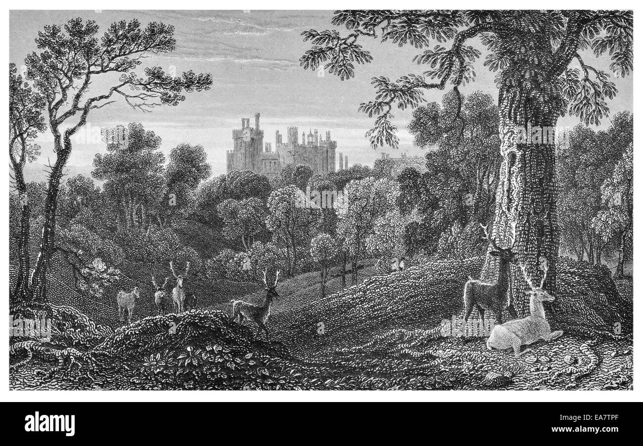 Powis Castle Welshpool in Powys, Mitte Wales um 1830 Stockfoto