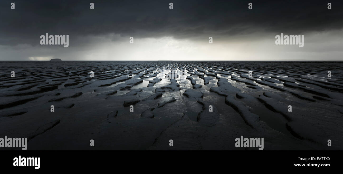 Wattenmeer in den Bristolkanal. Somerset. VEREINIGTES KÖNIGREICH. Stockfoto