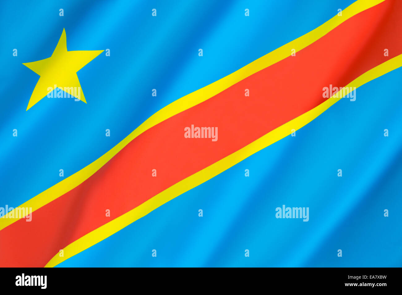 Flagge der Demokratischen Republik Kongo (Kongo-Kinshasa, DROC) Stockfoto