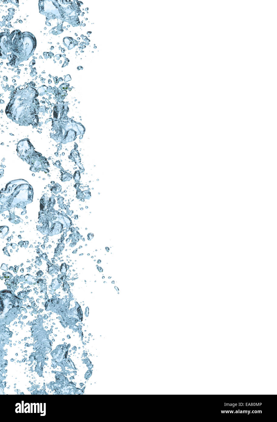 Wasser sprudelt Textur isoliert auf weißem Hintergrund Stockfoto