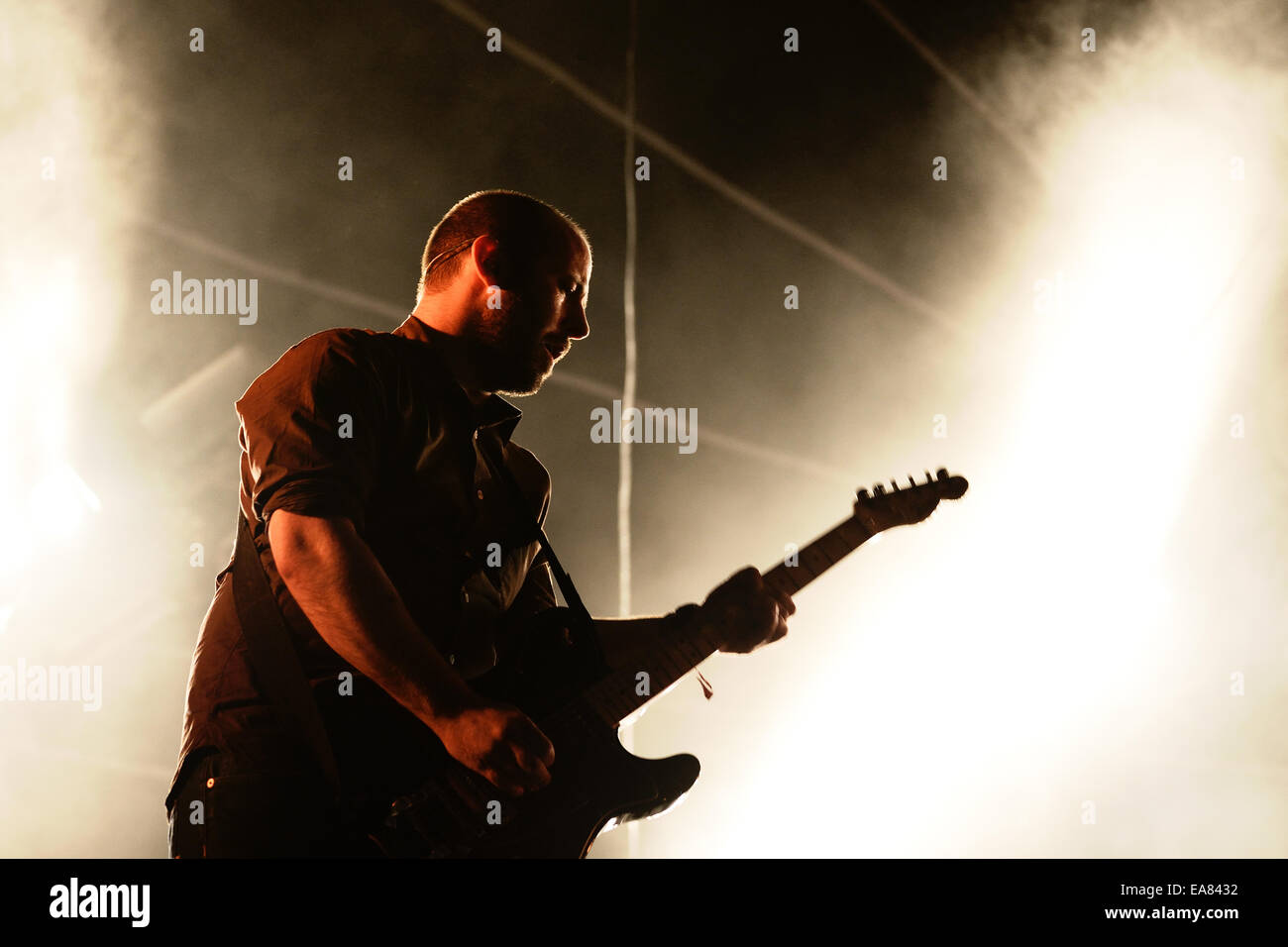 BARCELONA - 30 Mai: Mogwai (Postrock-Band aus Schottland) führt bei Heineken Primavera Sound Festival 2014. Stockfoto