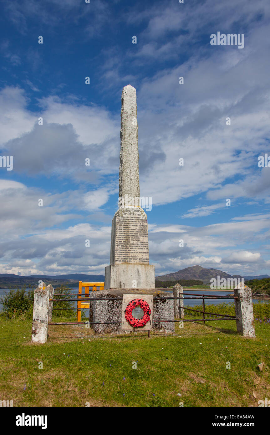 1. Weltkrieg-Denkmal in Inverarish, Raasay, Inneren Hebriden, Schottland. Stockfoto