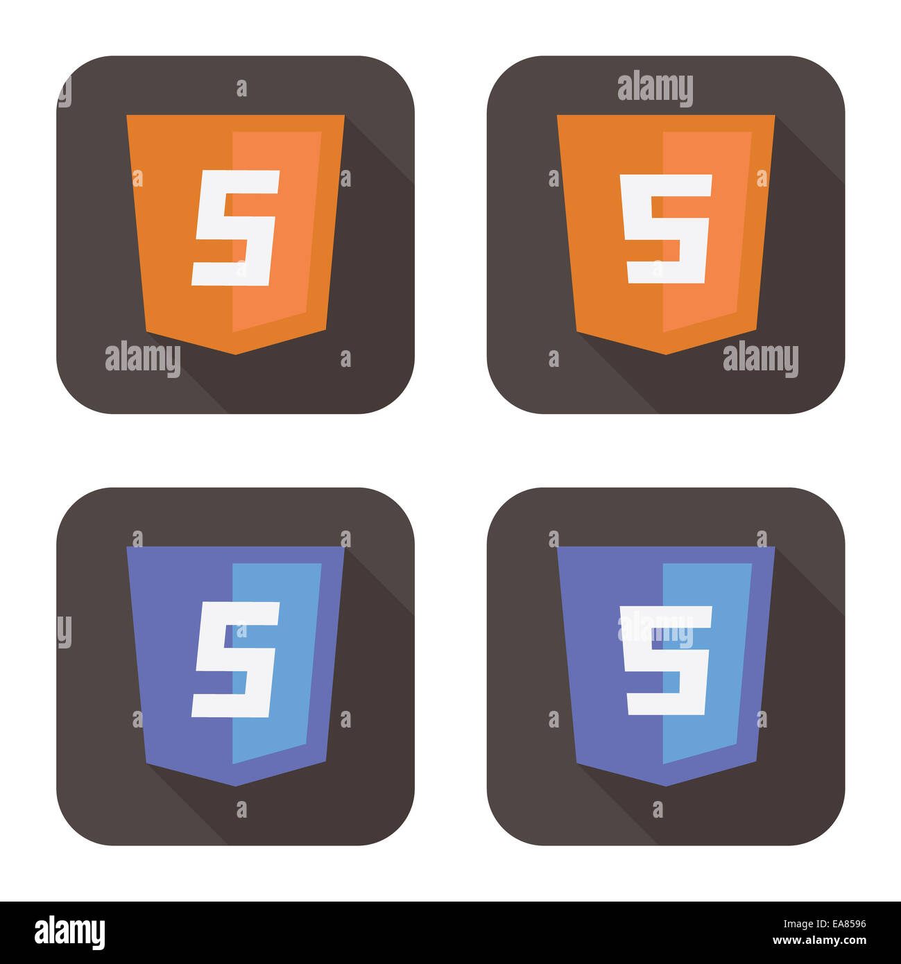 Vektor-Illustration von orangenen und blauen HTML-Schild Stockfoto