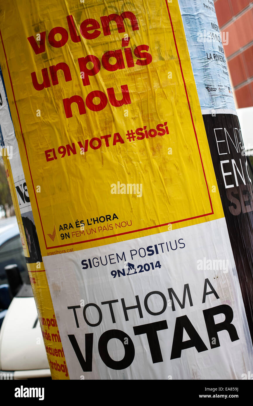 Region Katalonien in Spanien. 8. Oktober 2014. Am Tag vor dem Referendum für die Unabhängigkeit Stockfoto
