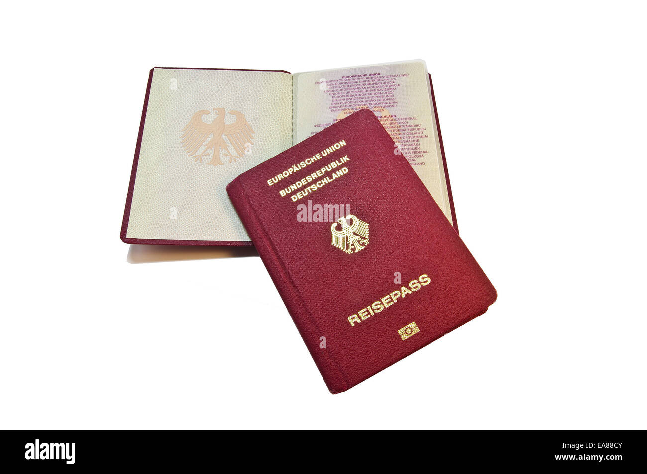 Nahaufnahme eines deutschen Reisepasses Stockfoto