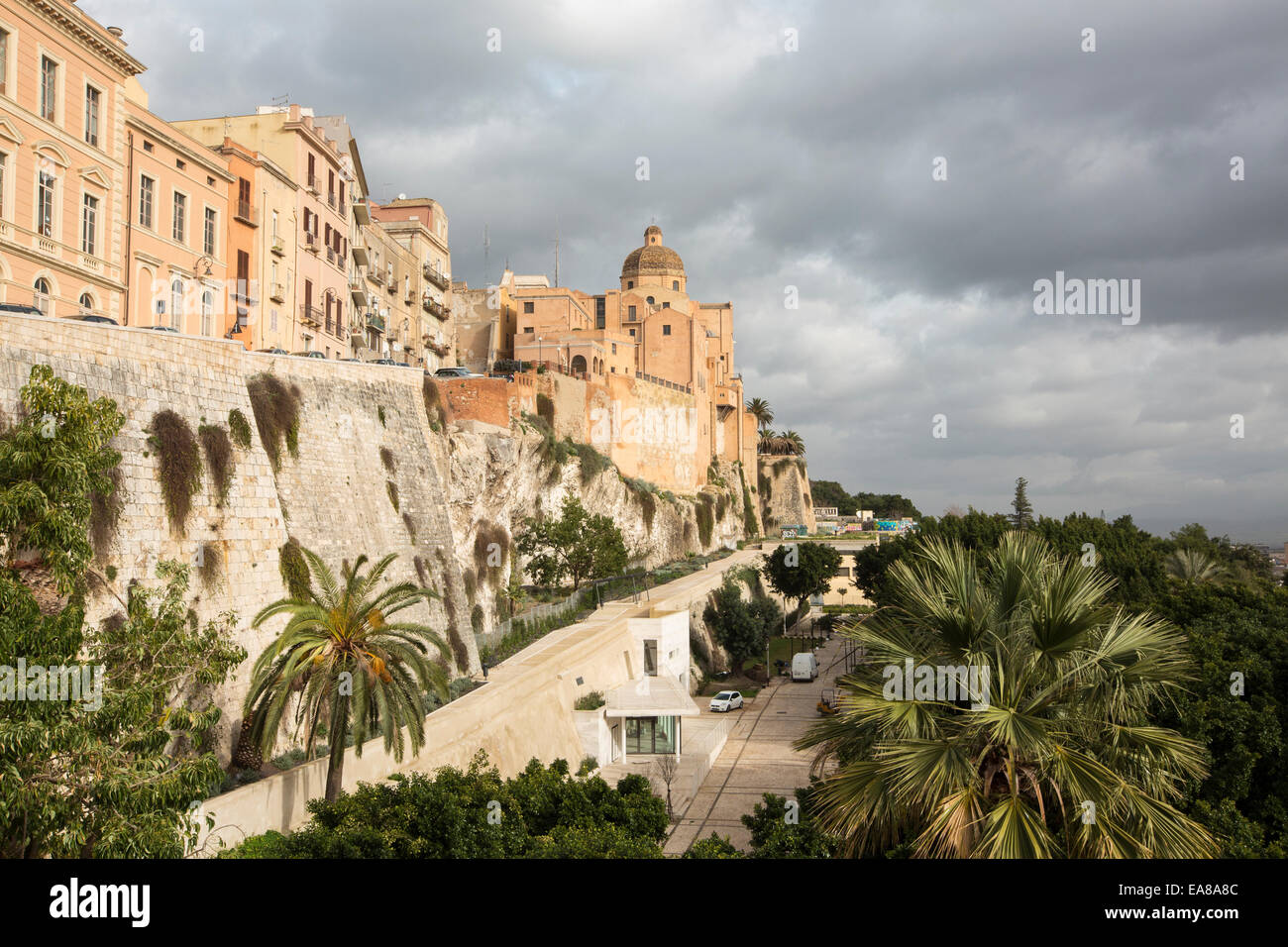 Blick vom Il Bastione di Saint Remy - Cagliari, Sardinien Stockfoto