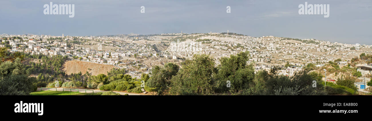 Panorama der Altstadt Jerusalem Temple Mount Moria Stockfoto