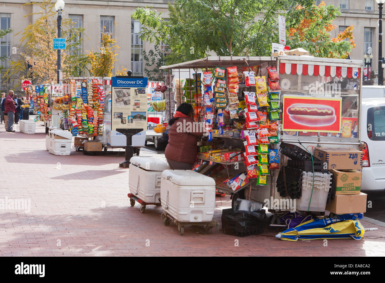 Hot Dog Verkäufer Karren - Washington, DC USA Stockfoto