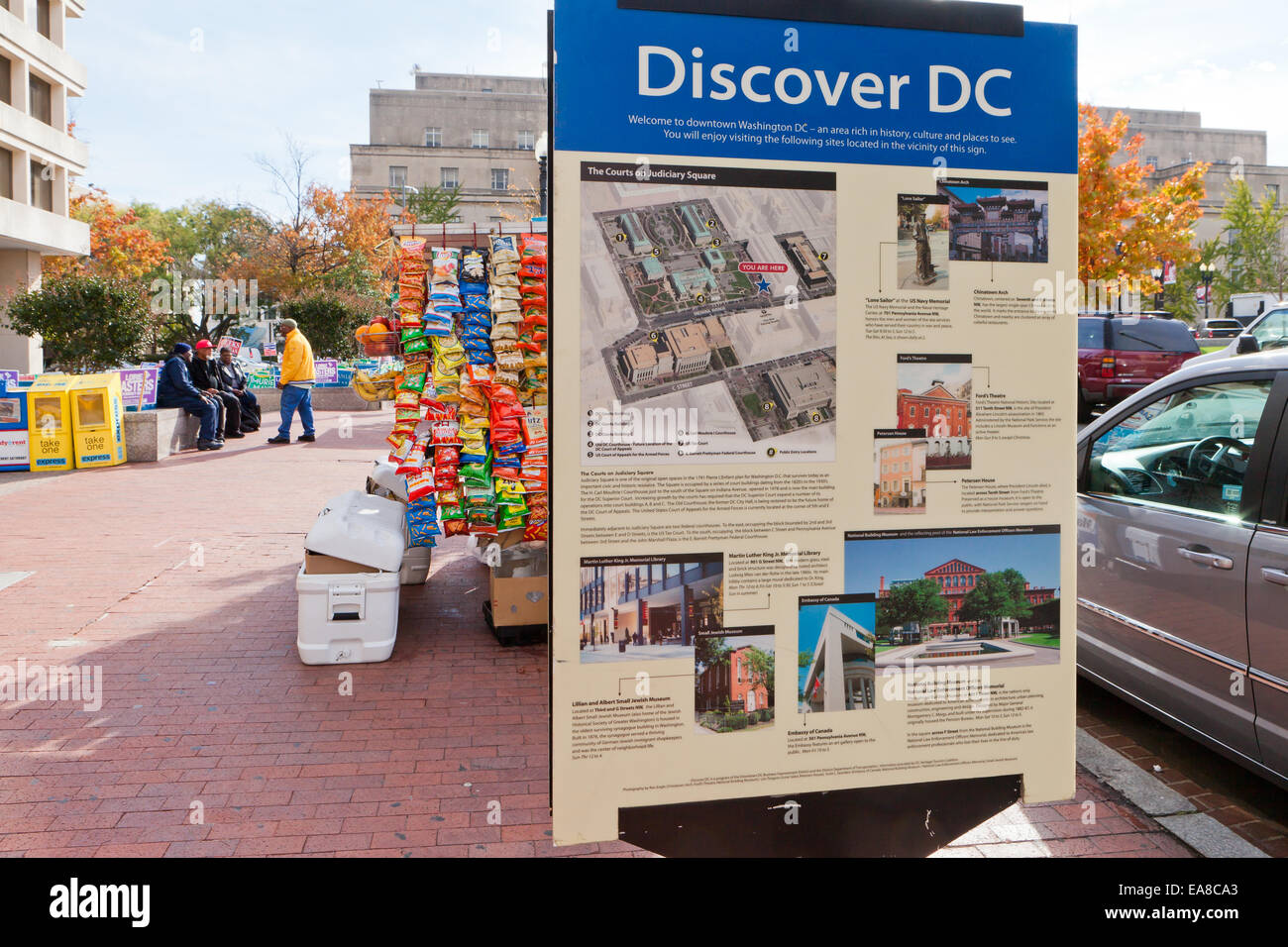 Entdecken Sie DC, Washington DC Stadtweites Wegweiser-Programm Schild - Washington, DC USA Stockfoto