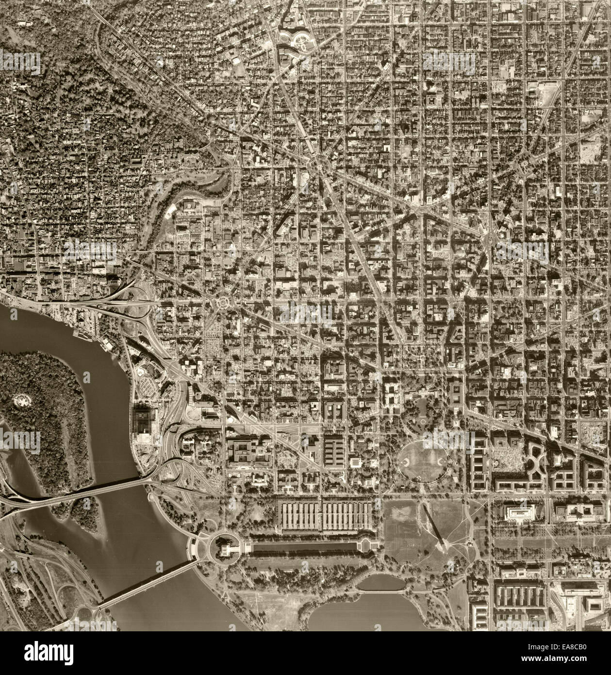 Aerial Map Of Washington Dc Historische Luftaufnahme Von Washington, Dc, 1968 Stockfotografie - Alamy