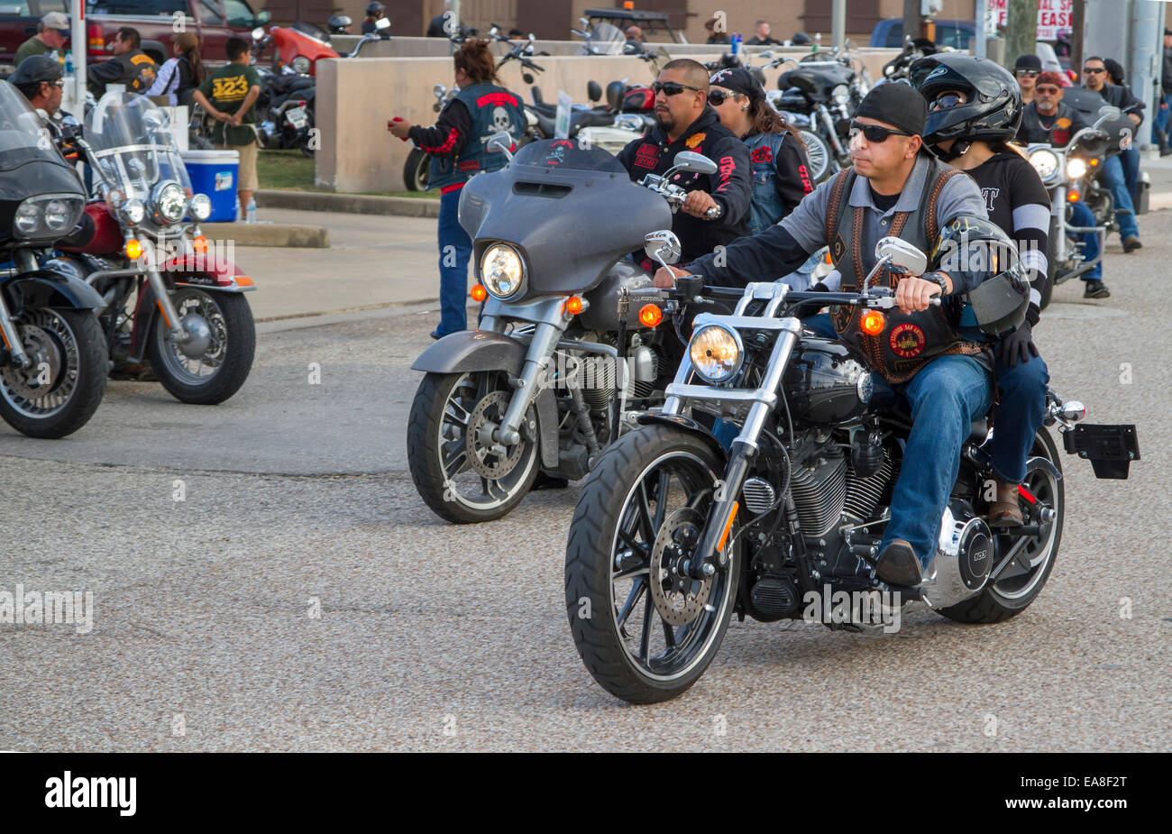 Biker auf Lone Star Rallye Festival. Galveston, Texas, vom 6. bis 9. November 2014. Stockfoto