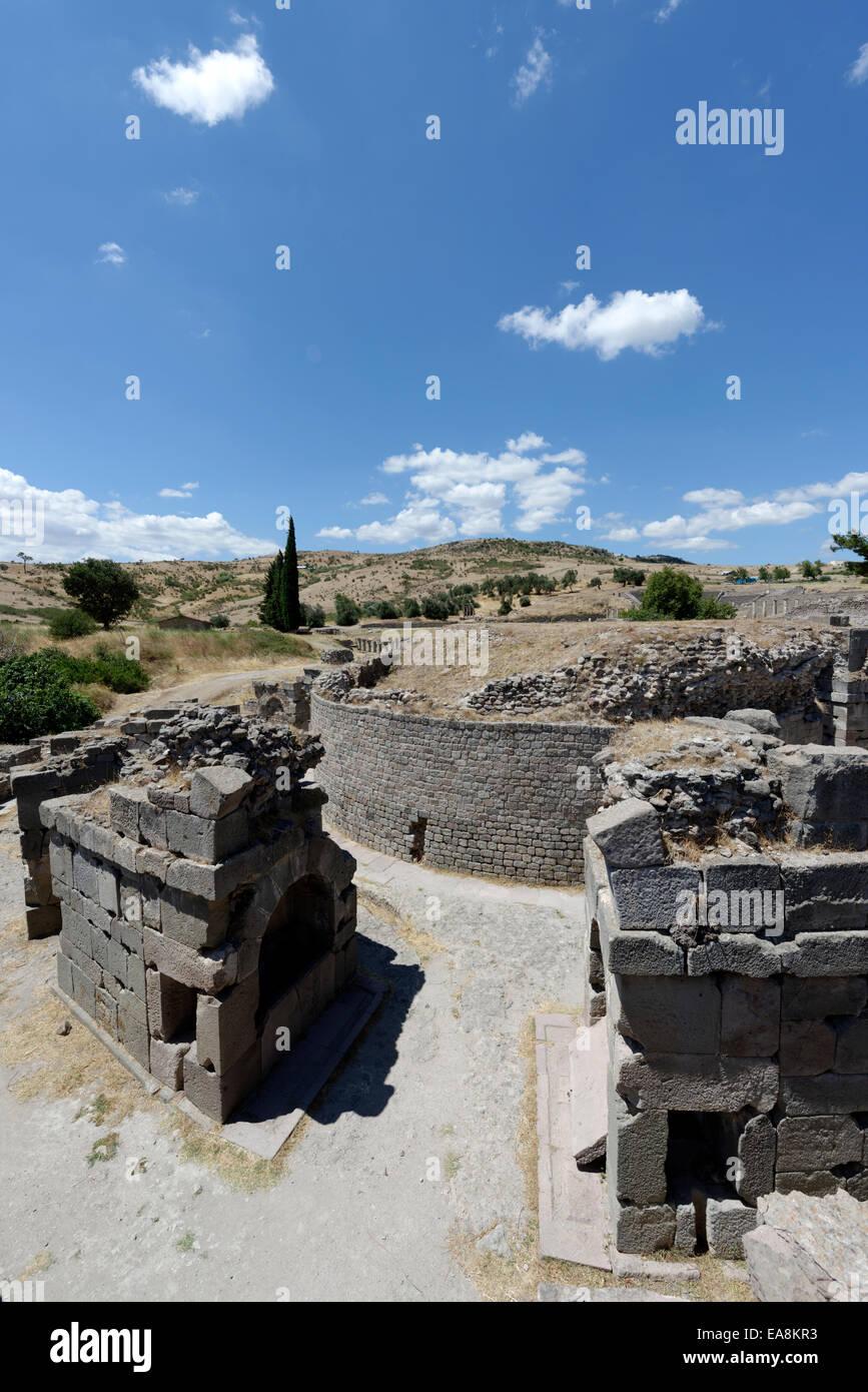 Abschnitt aus der Römerzeit kreisförmige Behandlung Struktur in der Süd-Ost-Ecke des das Asklepieion. Pergamon, Bergama, Türkei.  T Stockfoto