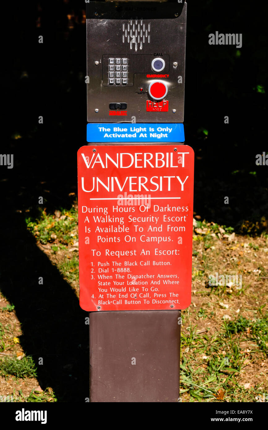 Vanderbilt University Nashville Campus Sicherheit Escort-system Stockfoto