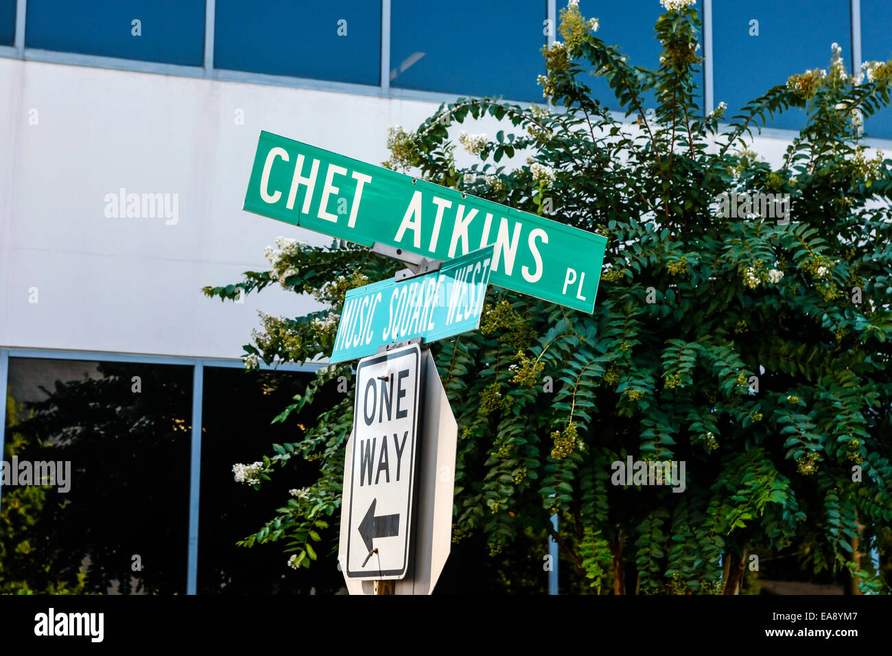 Chet Atkins Ort Wegweiser auf Music Row in Nashville Tennessee Stockfoto