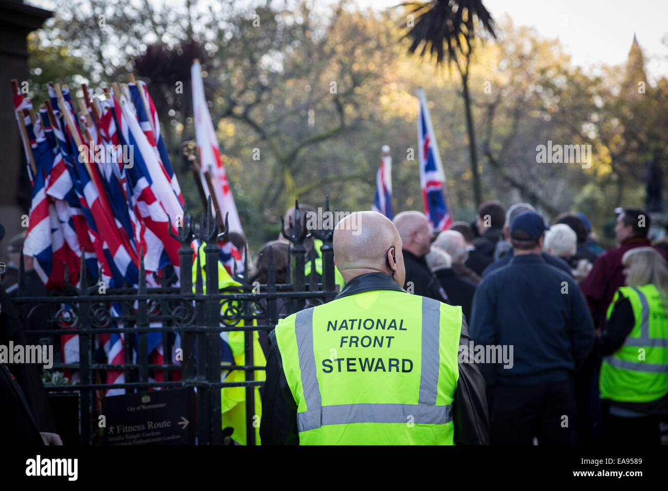 London, UK. 9. November 2014. Rechtsextreme Front National Marsch am Remembrance Day Credit: Guy Corbishley/Alamy Live News Stockfoto