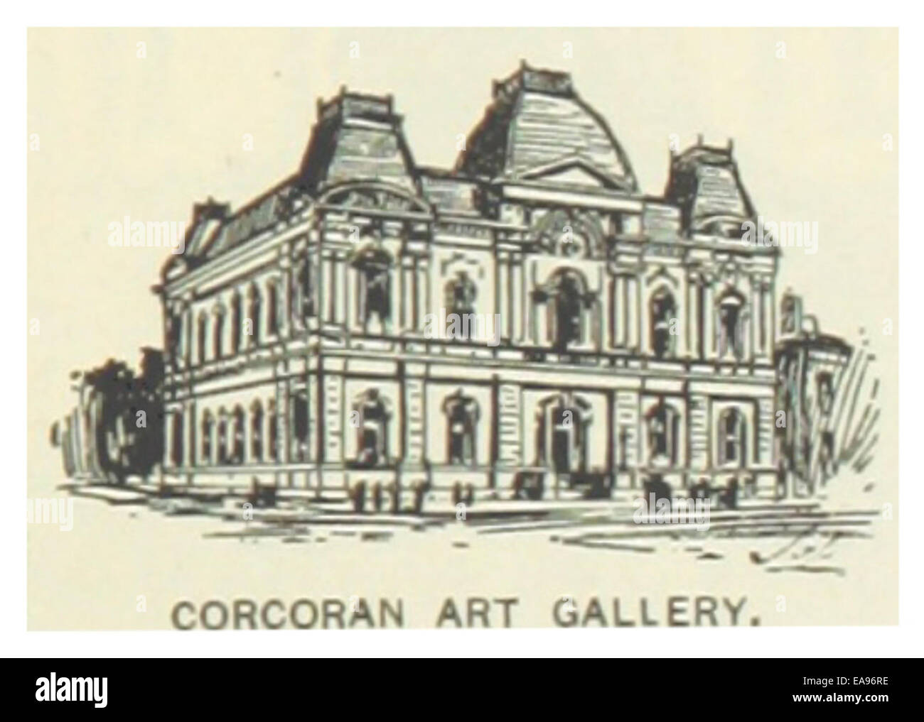 Diese Illustration aus dem Jahr 1891 zeigt die Corcoran Art Gallery in Washington D.C. und zeigt ihre architektonische Schönheit und kulturelle Bedeutung als Kunstinstitution. Stockfoto