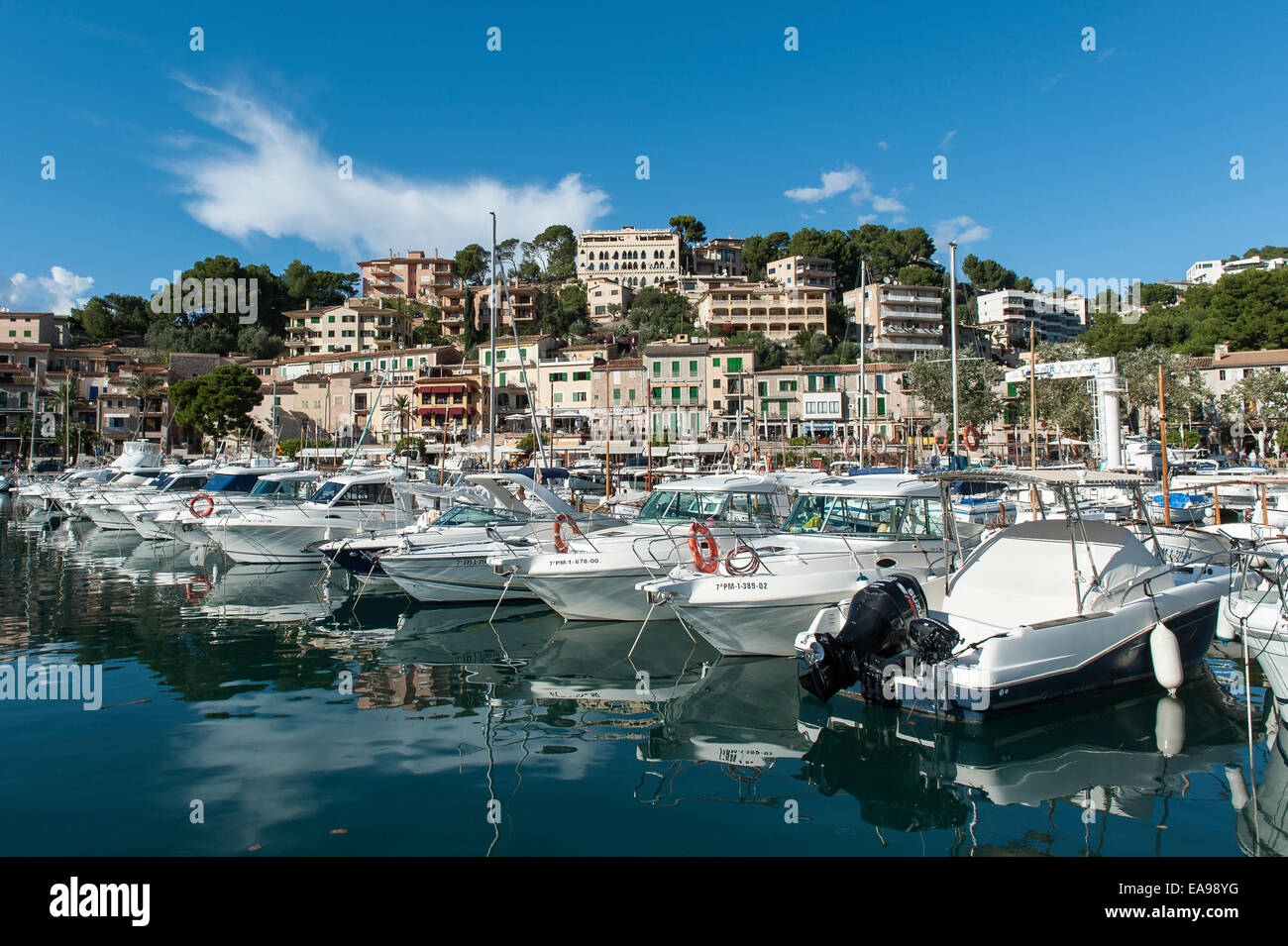 Port de Soller, Hafe, Hafen, Boot, Boot, Wasser, Mittelmeer, Mediteran Meer Stockfoto