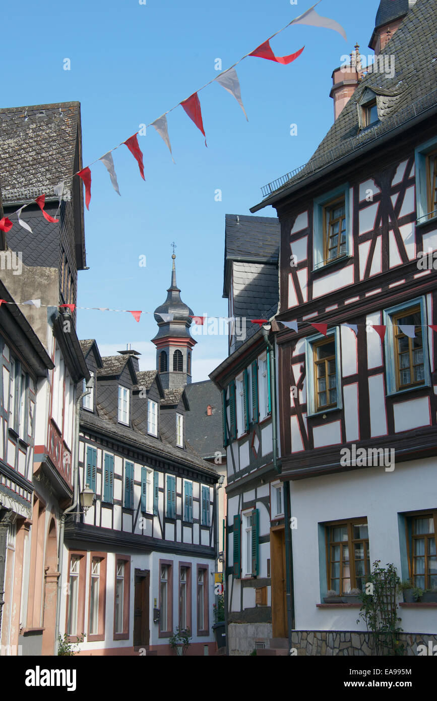 Straße im alten Stadtkern Eltville Rheinhessen Deutschland Stockfoto