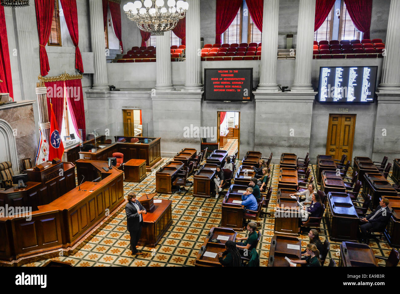 Der reich verzierten & schönen Innenraum Tennessee House Of Representatives Kammer im State Capitol Building in Nashville Stockfoto