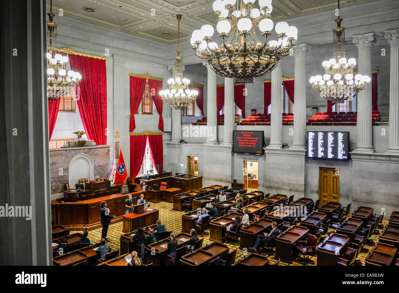 Der reich verzierten & schönen Innenraum Tennessee House Of Representatives Kammer im State Capitol Building in Nashville Stockfoto