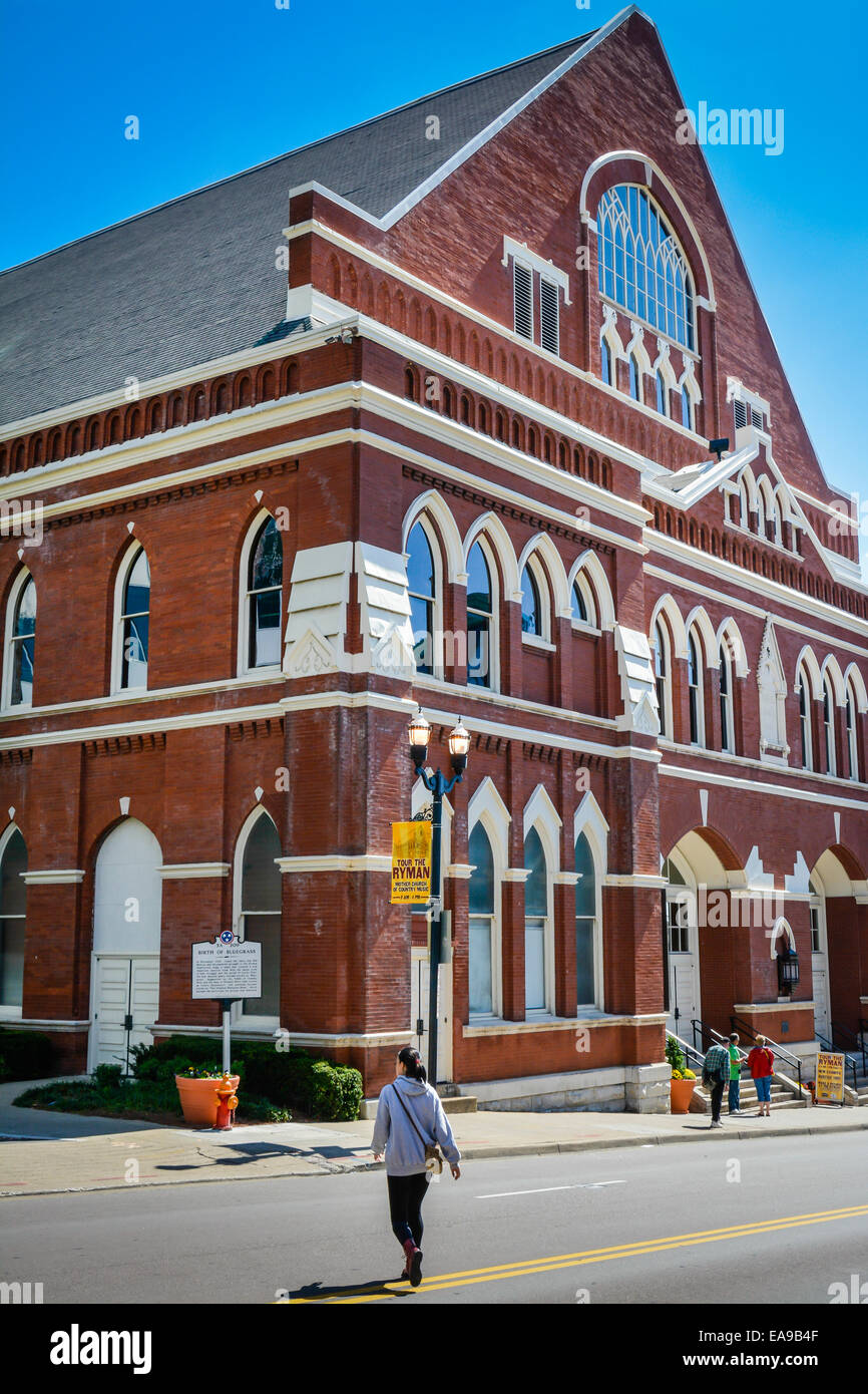 Die ursprüngliche Heimat der berühmten Wahrzeichen, das Ryman Auditorium, der Grand Ole Opry in Music City, Nashville, TN Stockfoto