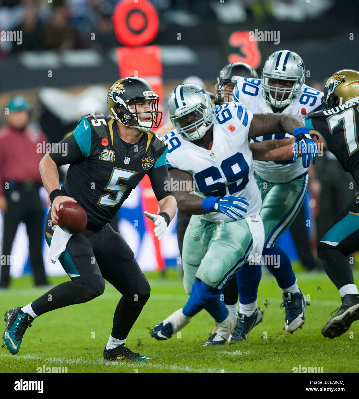 London, UK. 9. November 2014. NFL International Series. Jacksonville Jaguars gegen Dallas Cowboys. Bildnachweis: Aktion Plus Sport/Alamy Live-Nachrichten Stockfoto