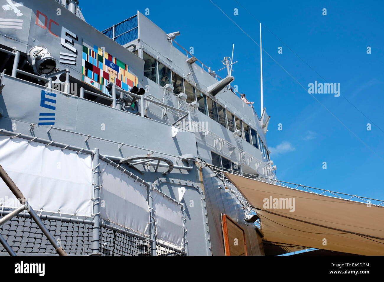 Brücke auf der USS Missouri Stockfoto