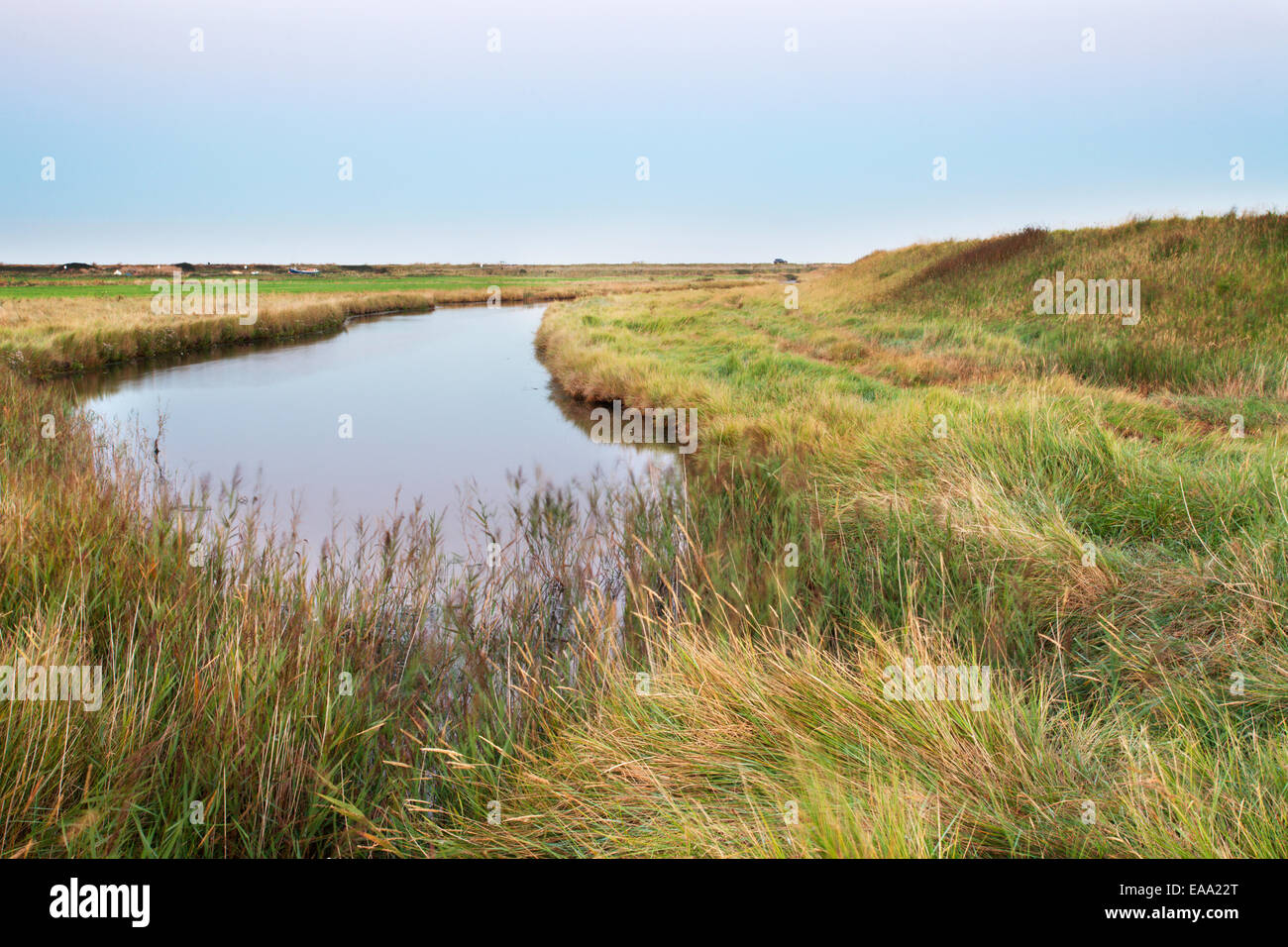 Aldeburgh Sümpfe an der Dämmerung Suffolk in England Stockfoto