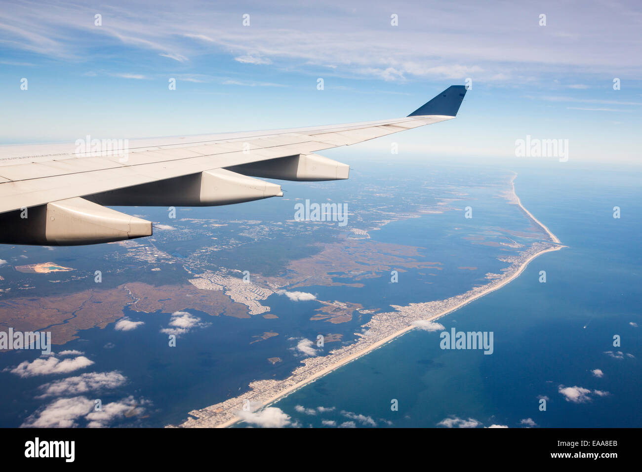 Sehr vorderen Strandbereiche, nördlich von Atlantic City, die sehr anfällig für Meeresspiegelanstieg, USA aufgebaut. Stockfoto