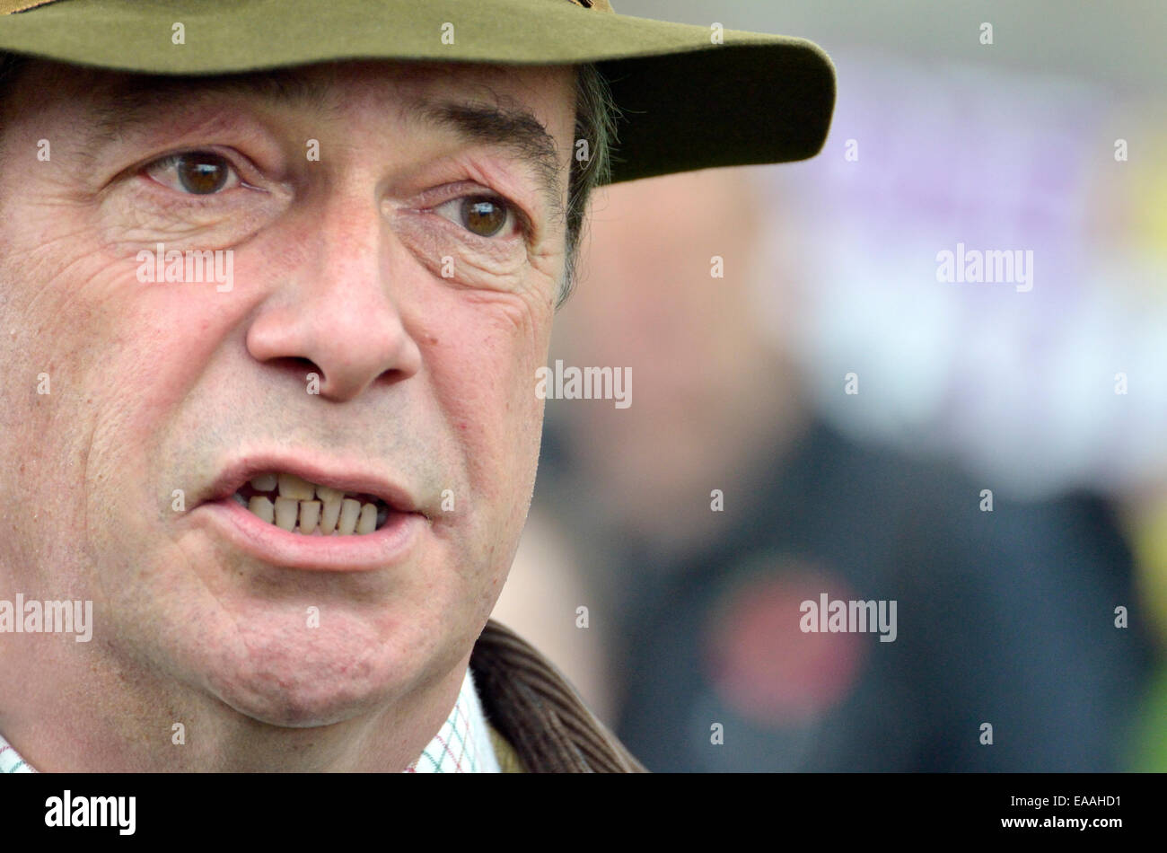 Nigel Farage, MEP. Führer der UKIP, in Rochester Wahlkampf vor November 2014 Nachwahl Stockfoto