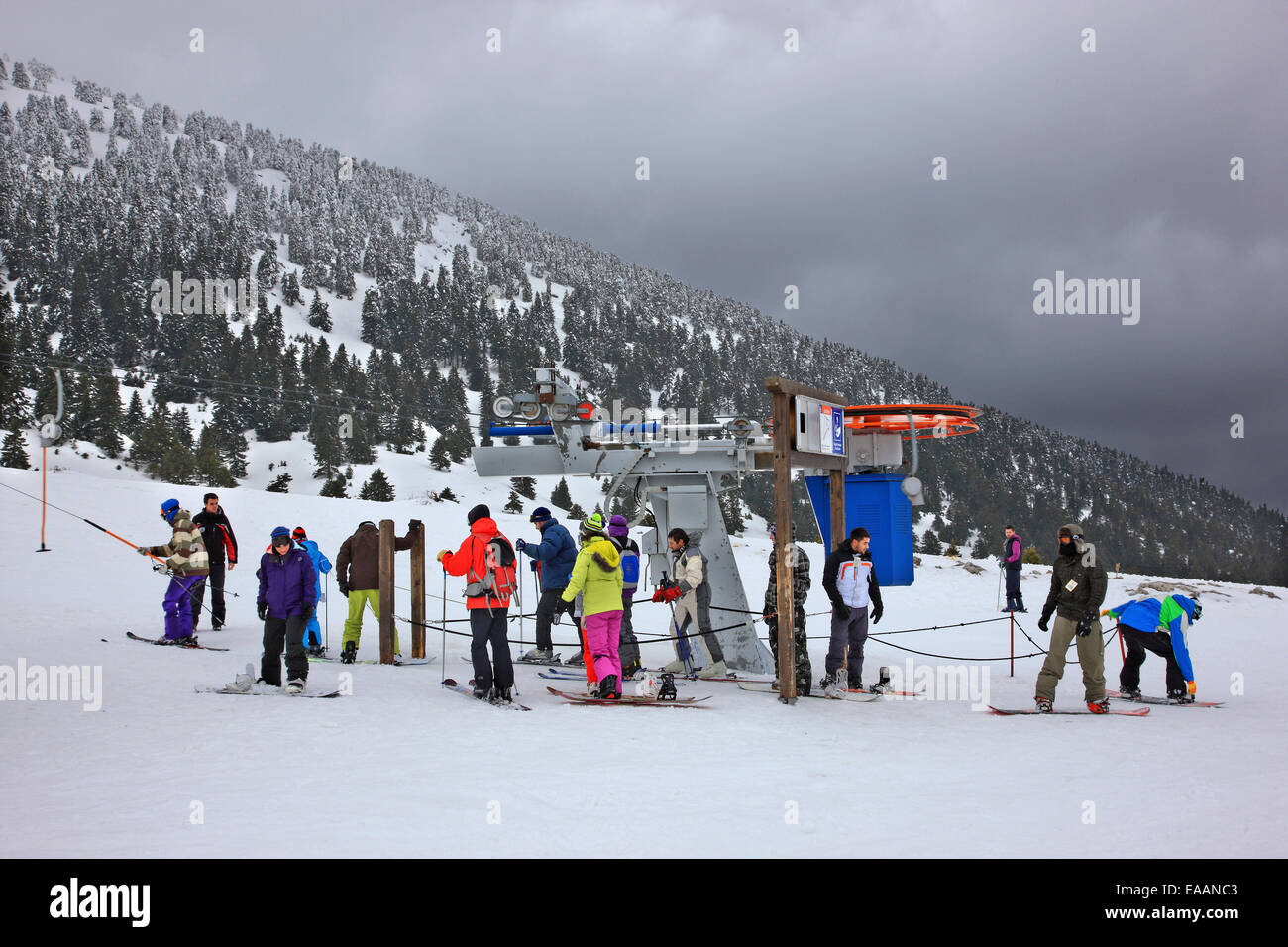 Im Ski Zentrum von Kalavrita Chelmos Gebirge, Achaia, Peloponnes, Griechenland Stockfoto