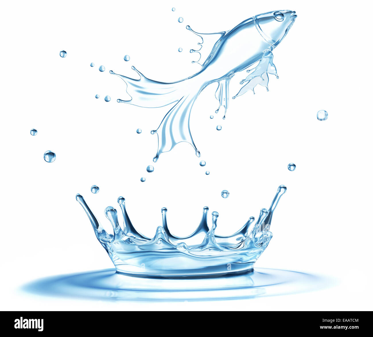 Spritzwasser in Form von Fisch springen Stockfoto