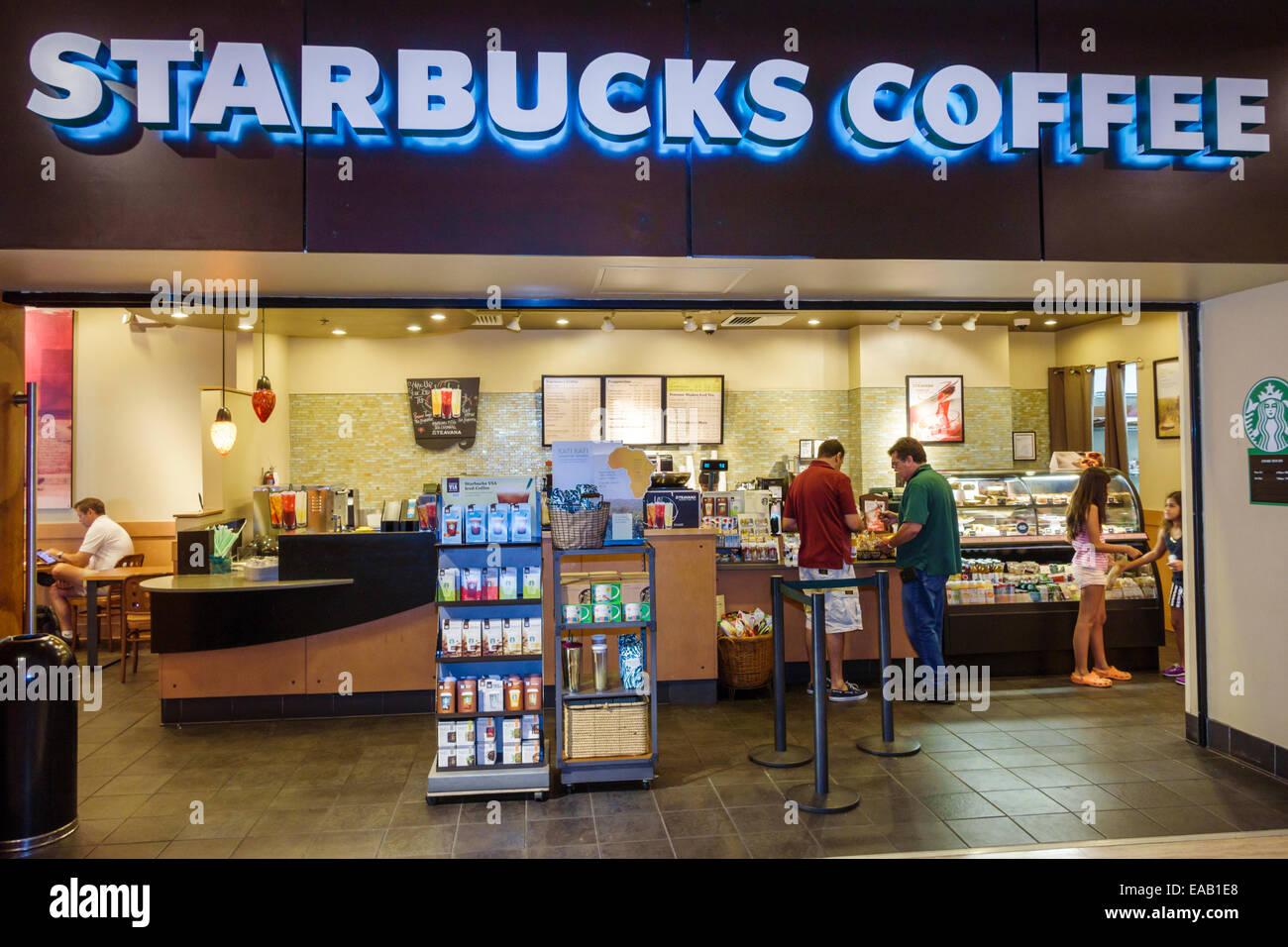 Miami Florida, Intercontinental, Hotelhotels, Motel Motels, Lobby, Starbucks Coffee, Barista, Cafe, Front, Gäste, Schalter, Besucher reisen Trave Stockfoto