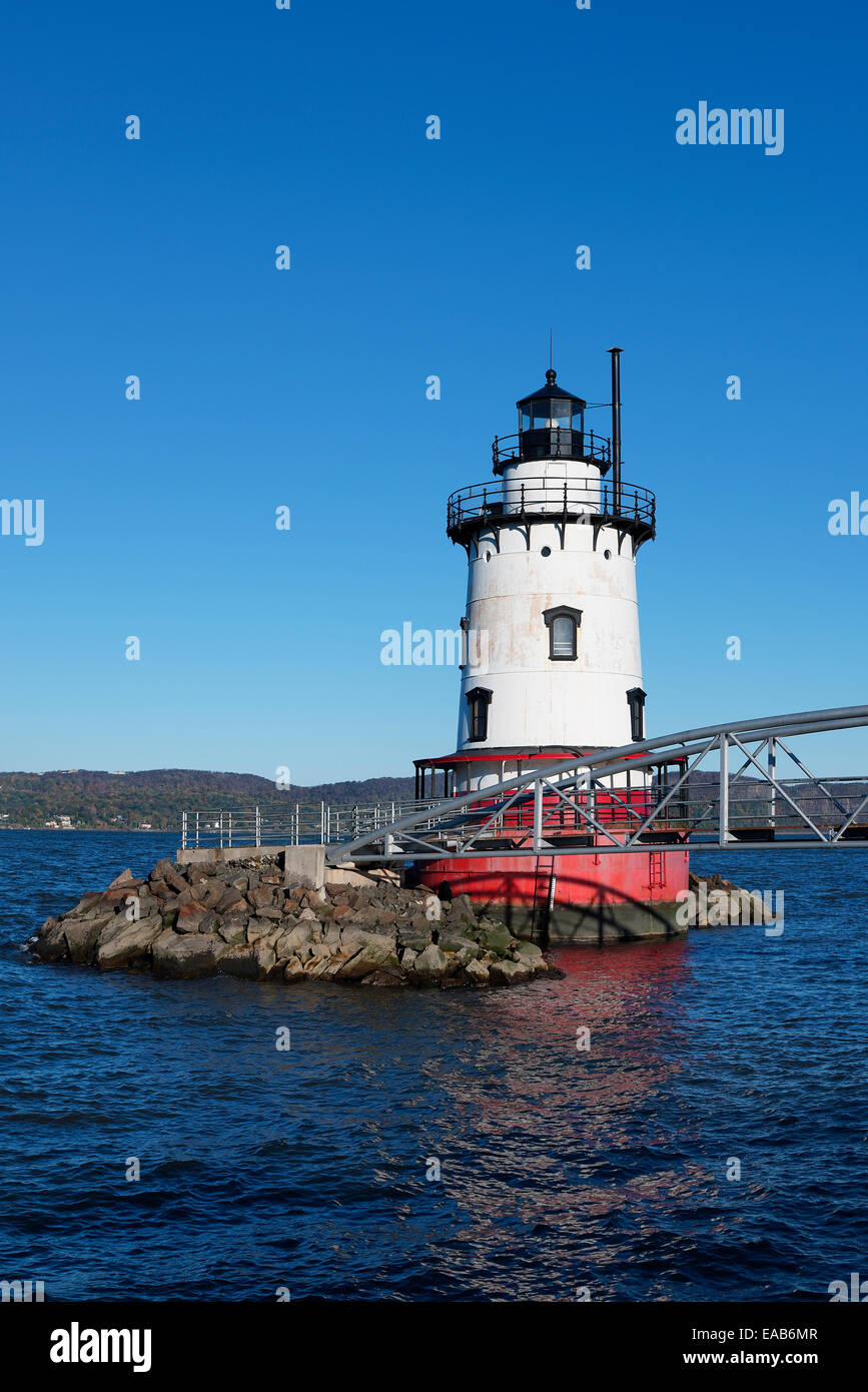 Sleepy Hollow Leuchtturm (aka Tarrytown Leuchtturm und Kingsland Point Lighthouse), Sleepy Hollow, New York, USA Stockfoto