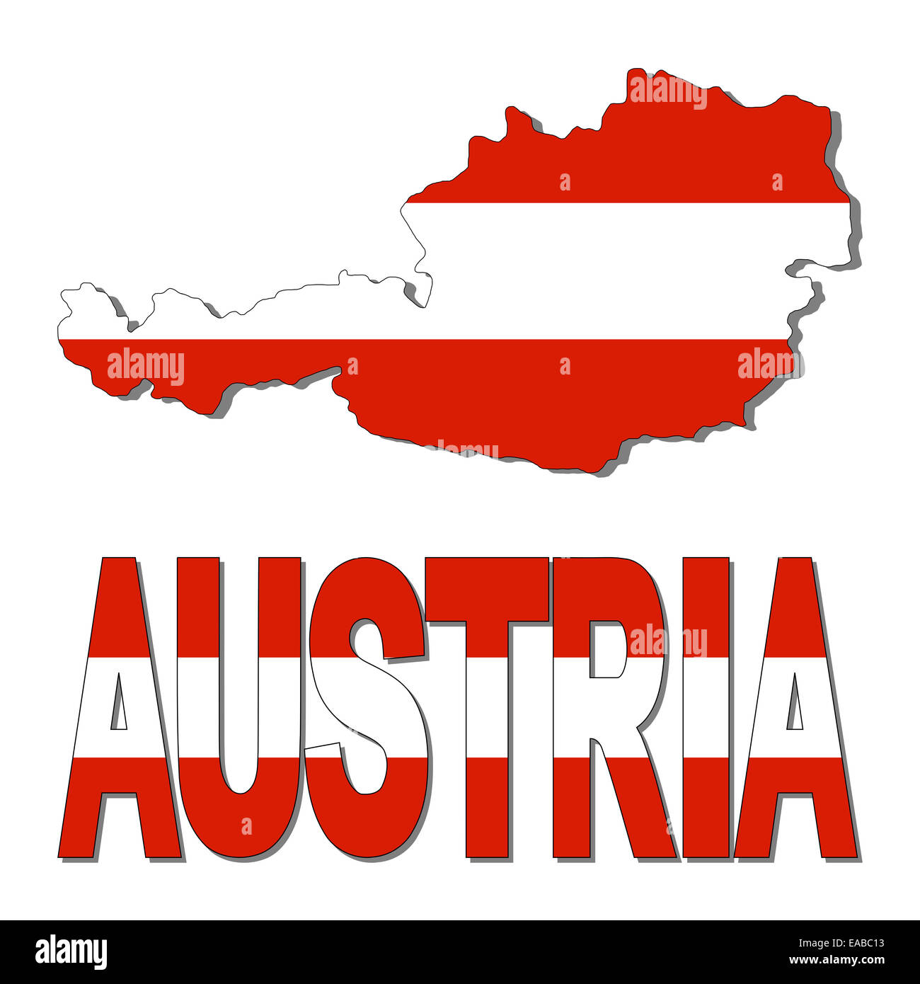 Österreich Karte Flagge und Text illustration Stockfoto