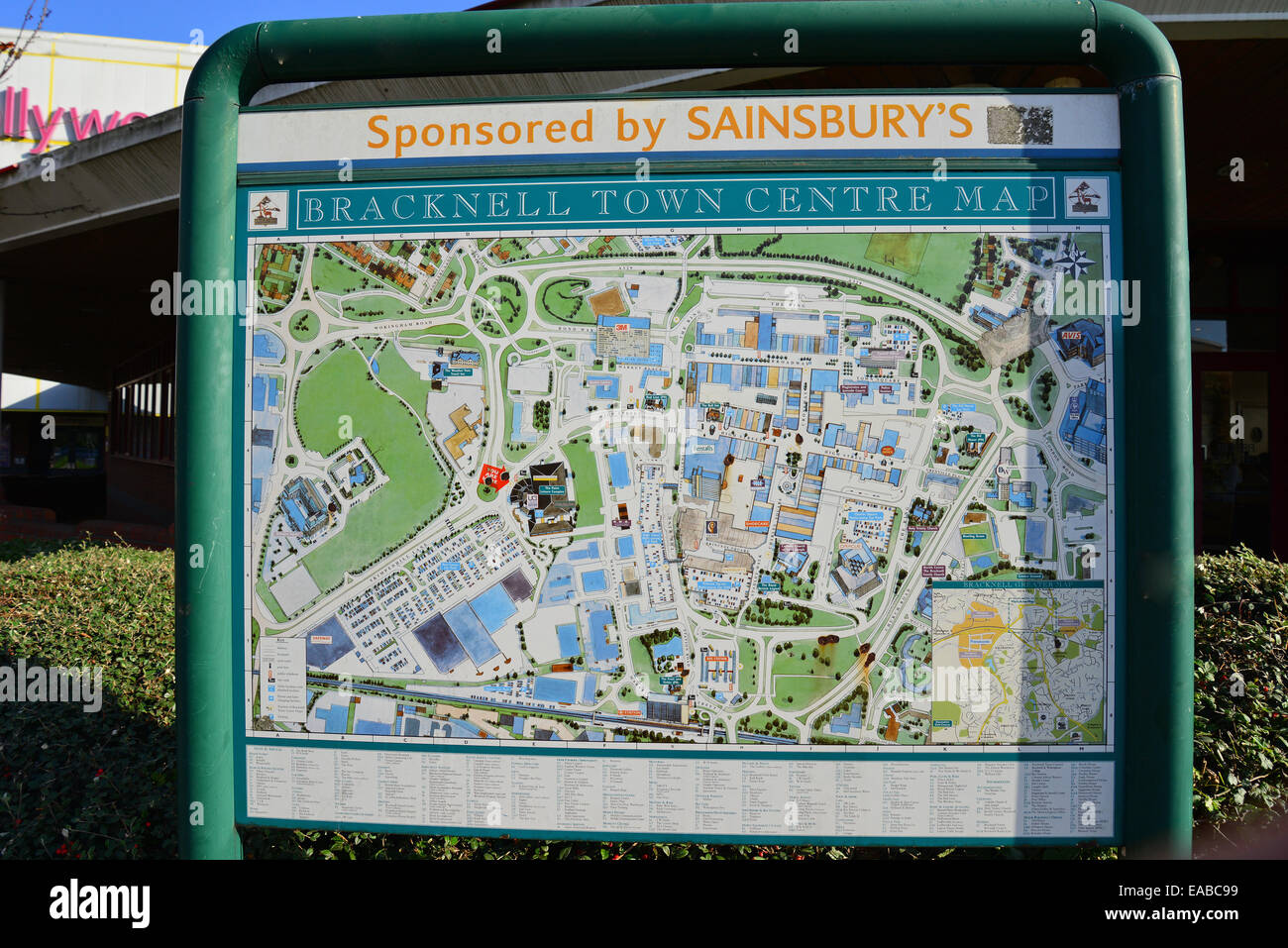 Bracknell Town Center Karte, Skimped Hill Lane, Bracknell, Berkshire, England, Großbritannien Stockfoto