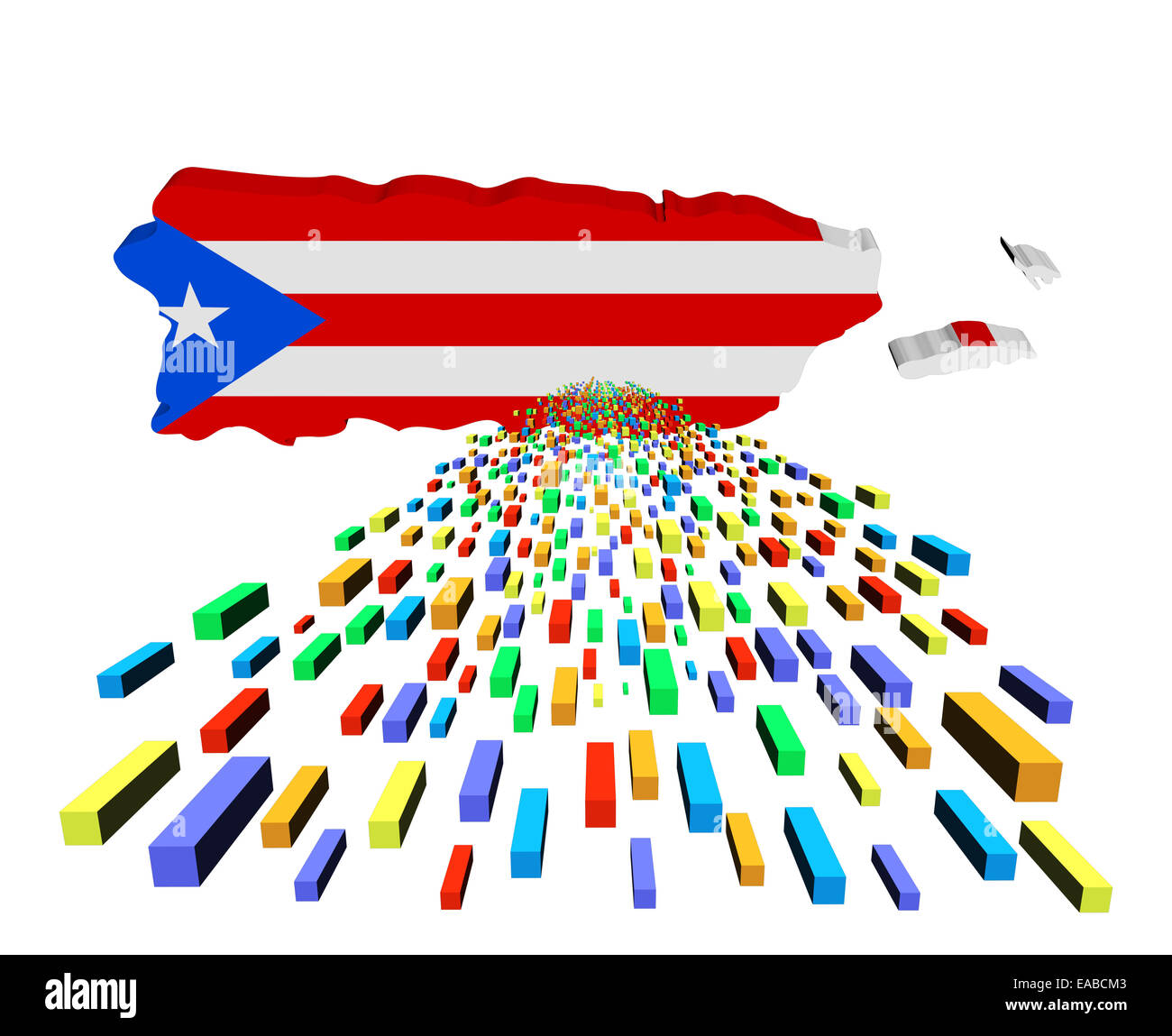 Puerto Rico Karte Flagge mit Container-illustration Stockfoto