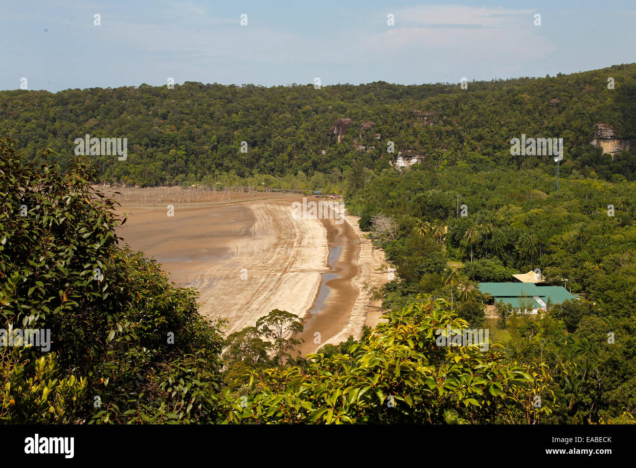 Teluk Assam Strand im Bako Nationalpark von Sarawak, Malaysia Tanjung Sapi Sicht gesehen Stockfoto