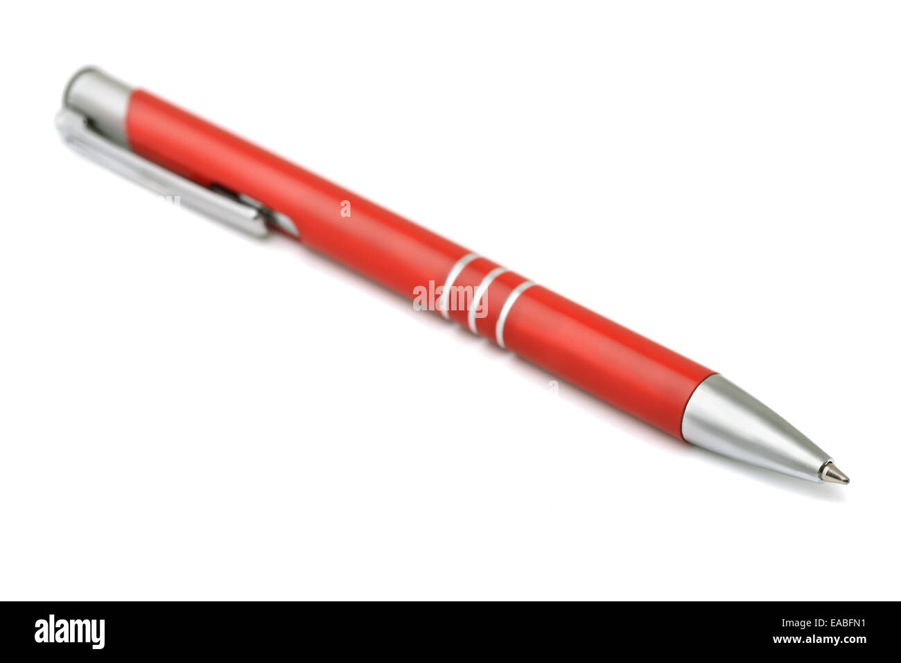 Rote Kugelschreiber isoliert auf weiss Stockfoto