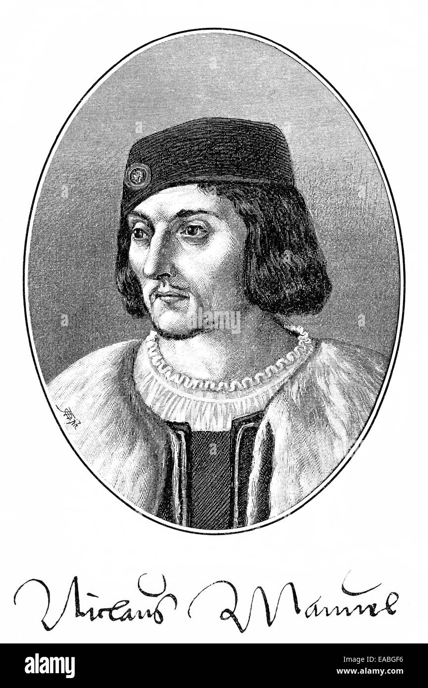 Niklaus Manuel, genannt Deutsch, 1484-1530, Dichter, Maler, Graphiker, Reformator und Berner Staatsmann, Porträt von Niklaus M Stockfoto