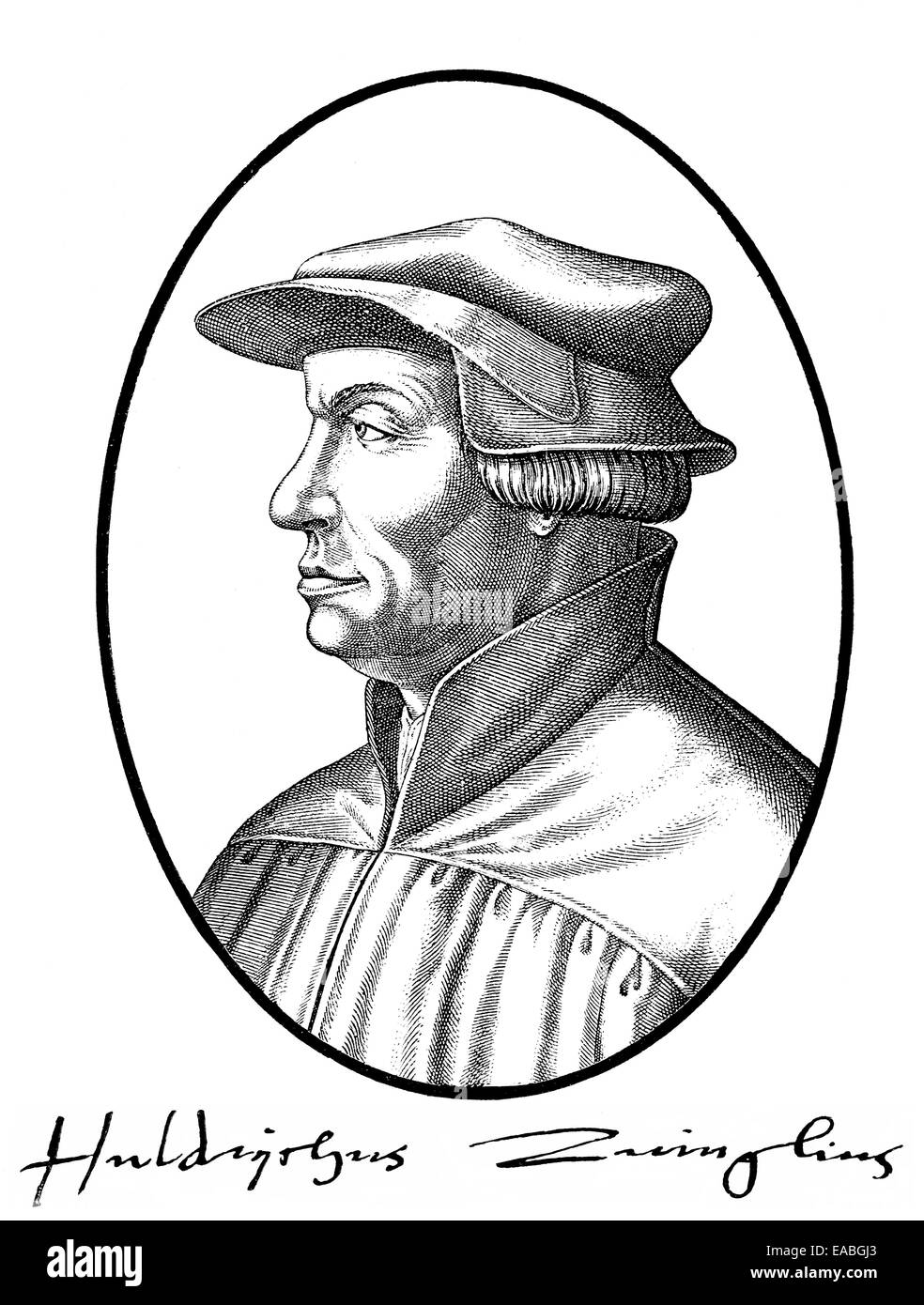 Ulrich Zwingli, 1484-1531, Schweizer Theologe und Reformator Zürichs, Portrait von Ulrich Zwingli, 1484-1531, Ein Schweizer T Stockfoto