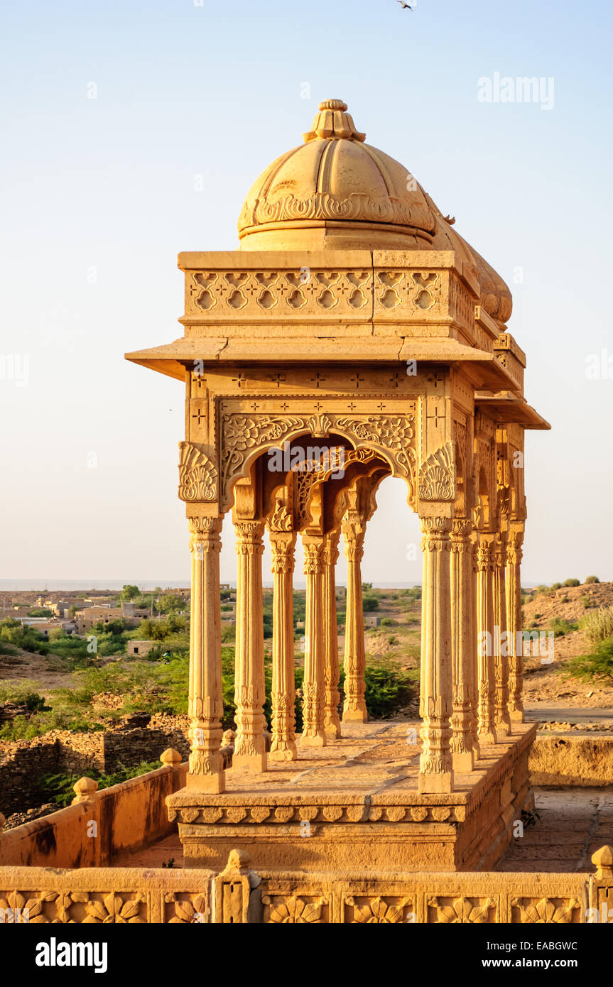 Kenotaphen Bada Bagh, Königs Gedenkstätten, Jaisalmer, Rajasthan Stockfoto