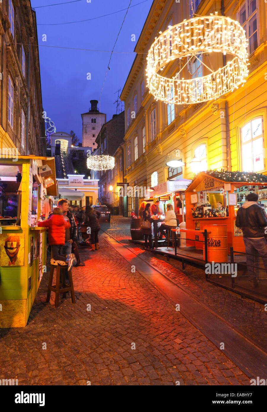 Zagreb, Advent in Tomiceva Straße Stockfoto