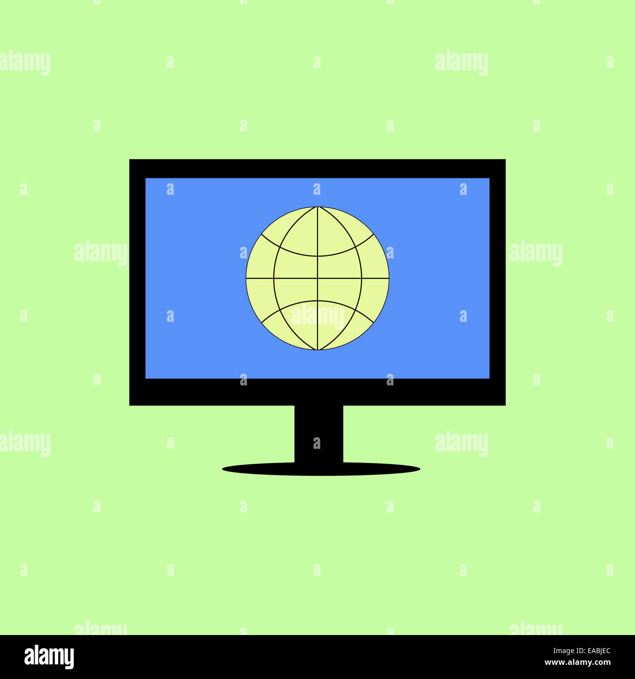Flache Computer mit Symbol "Internet" Stockfoto